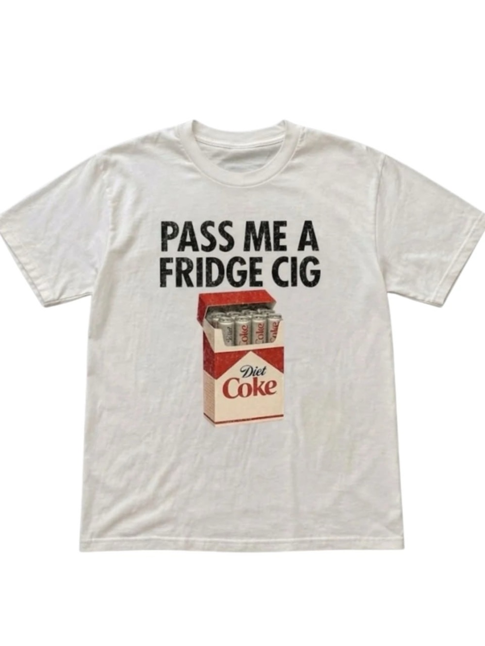 White Short Sleeve Tee with Red & Cream Diet Coke Pack Graphic